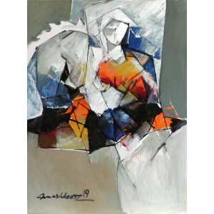 Mashkoor Raza, 18 x 24 Inch, Oil on Canvas, Abstract Painting, AC-MR-176